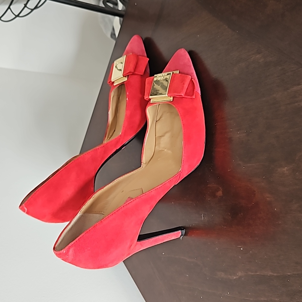 Suede two tone heel
